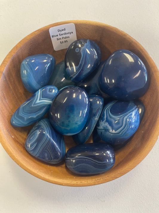 Dyed Blue Sardonyx Sm Palm