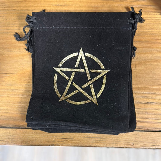 Black Pentacle Drawstring Pouch