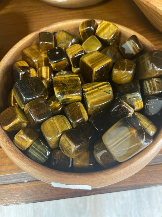 Tigers Eye cube tumbled