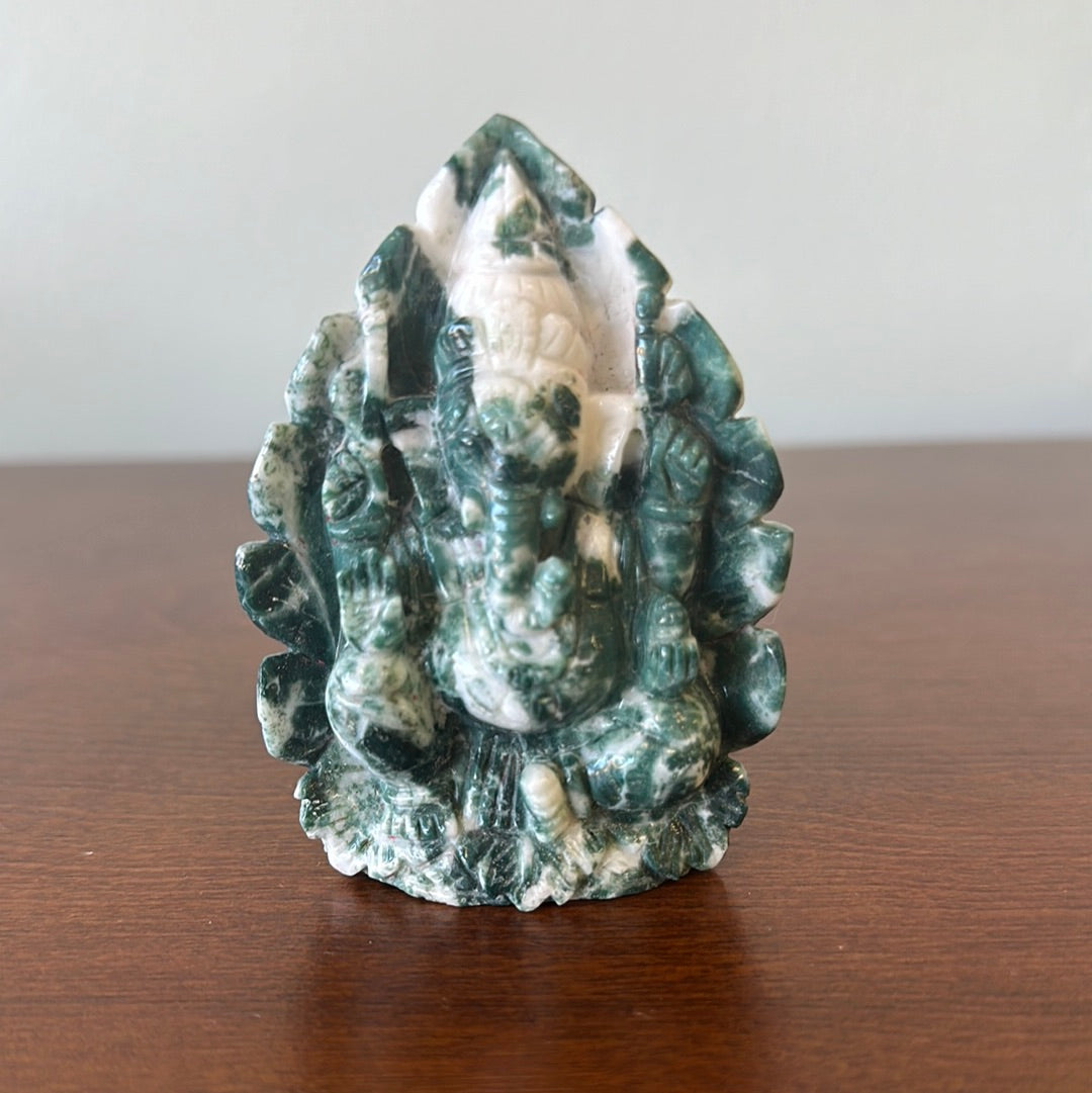 Moss Agate 4in Ganesha