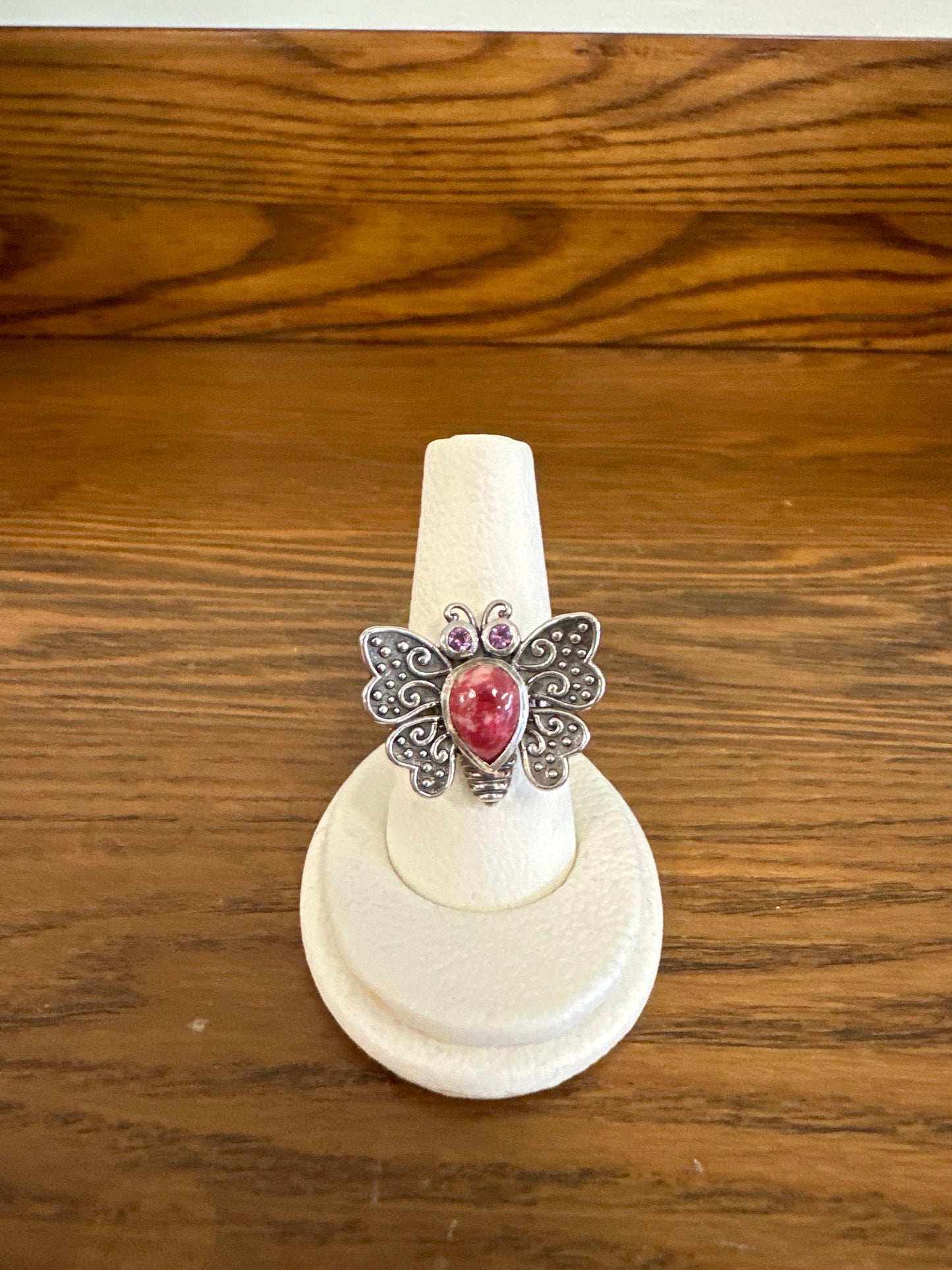 Thulite Amethyst Butterfly Ring Size 8