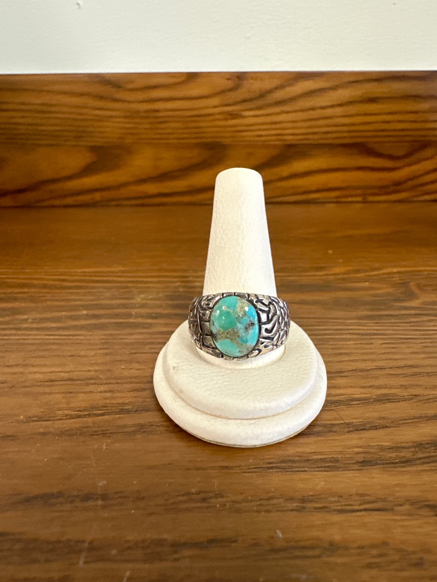 Sterling Silver Kingman Turquoise Ring Mens Size 12