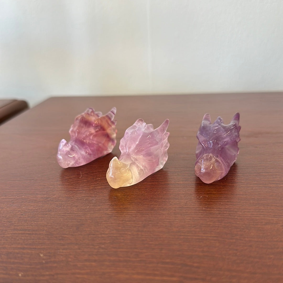 Rainbow Fluorite 2.5in Dragon Skull