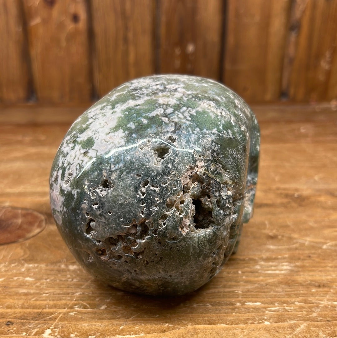 Moss Agate 2.9lb Skull