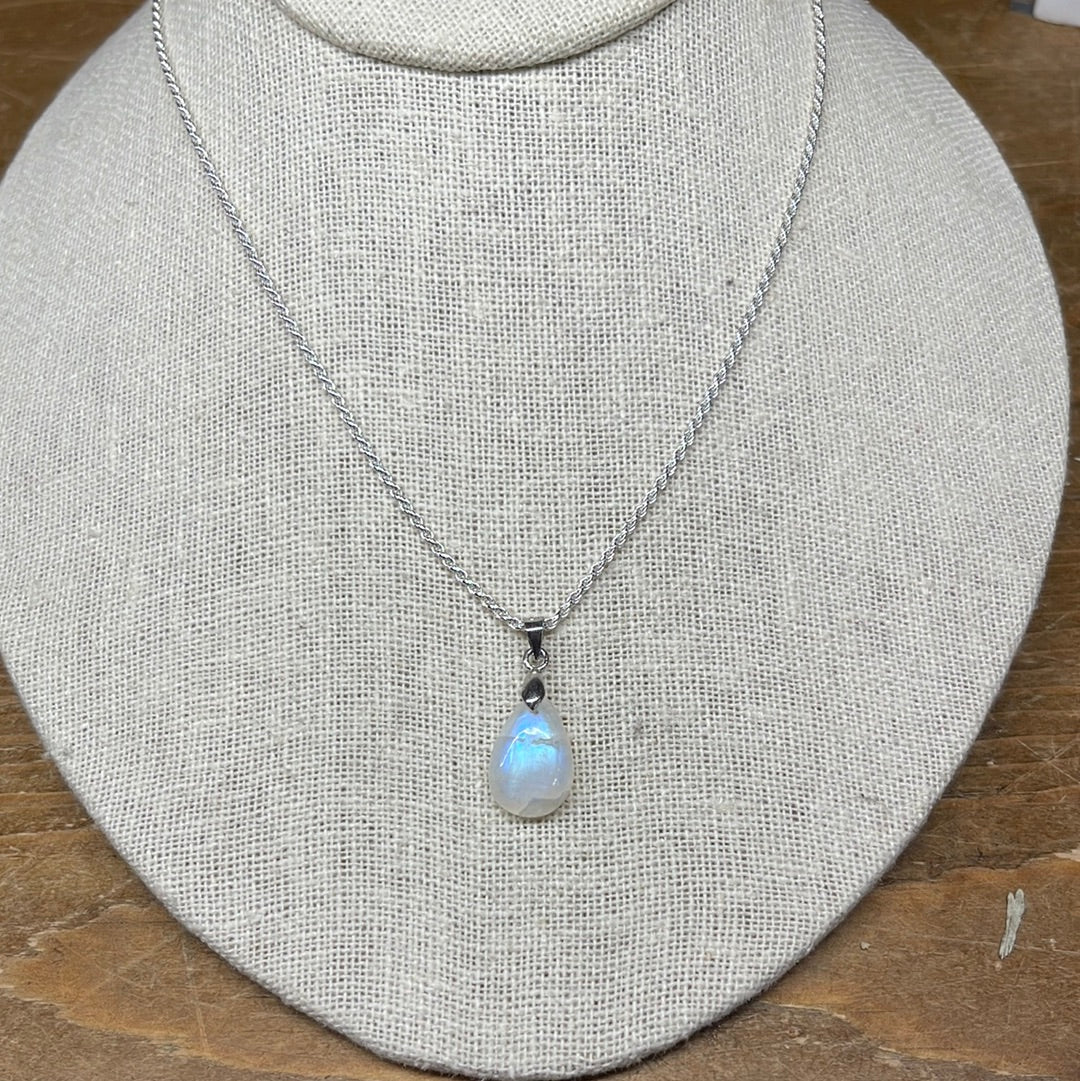 Rainbow Moonstone Rain Drop Pendant